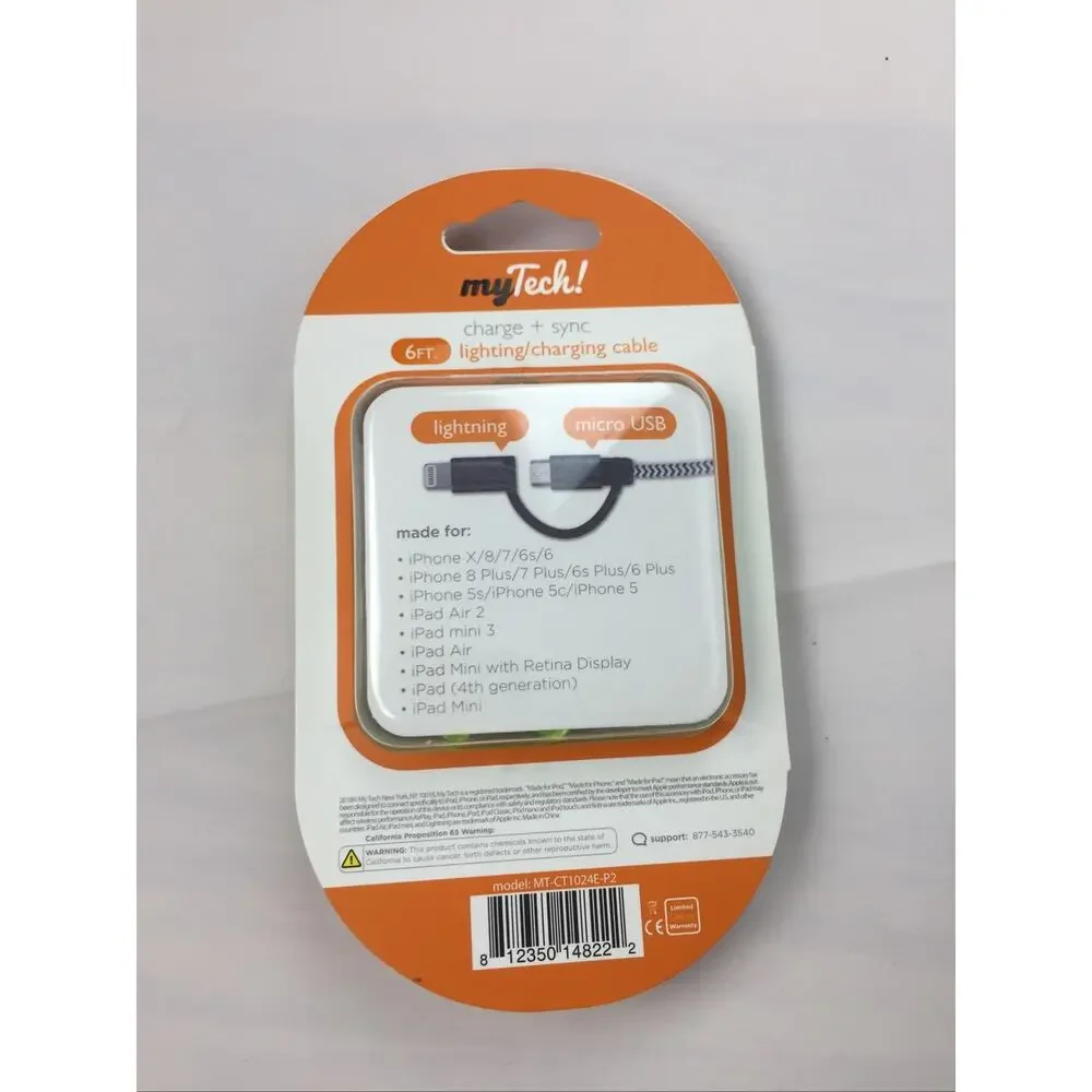 My Tech! 2-in-1 Sync&Charge Combo Cable 6 Ft IPhone & IPad iPod Green